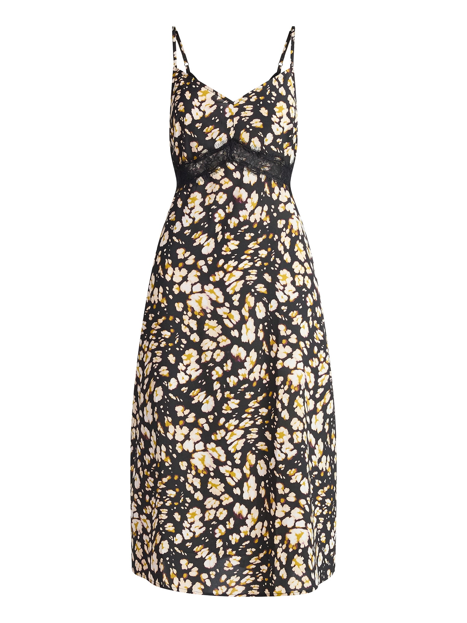 Scoop Women’s Cutaway Midi Dress with Lace Insets, Sizes XS-XXL