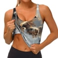 thumbnail image 3 of Gukieu Wolf Family Winter Wonderland Print Women's Sports Vest, Low-neck U-shaped Removable Pad Sports Bra for Yoga, Exercise, Dance-X-Large, 3 of 8