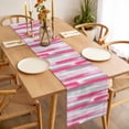 thumbnail image 3 of Pink Gray Stripes Table Runner - 70 Inch Long, Kitchen Dining Table Runner Dresser Scarves, Watercolor Modern Abstract Minimalist Farmhouse Decor for Coffee Tables Wedding Party Banquet, 3 of 8