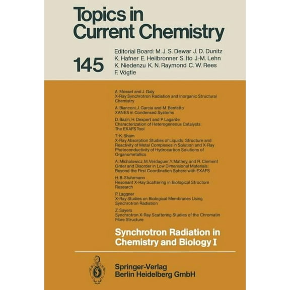 Topics in Current Chemistry Synchrotron Radiation in Chemistry and Biology I, Book 145, (Paperback)