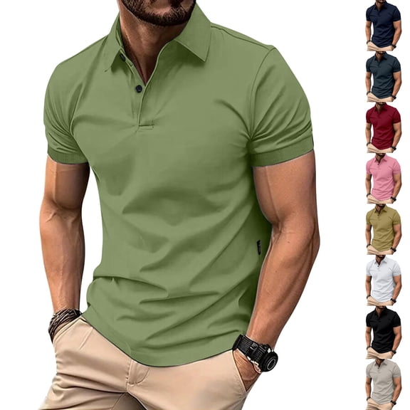 Men's Polo Shirts Short Sleeve Casual Polo T-Shirt Slim Fit Golf Shirts Wine 3XL