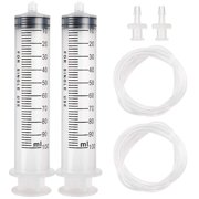 DEPEPE 2pcs 100ml Large Plastic Syringe with 2pcs 47in Handy Plastic Tubing and Luer Connections for Scientific Labs, Measuring, Watering, Refilling, Filtration, Feeding