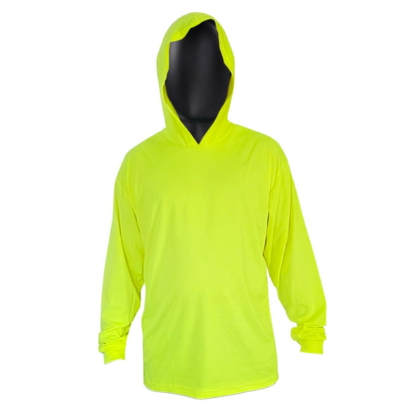 Hooded Long Sleeve Hi Vis Shirt – Lightweight Mesh Polyester