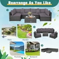 thumbnail image 5 of Costway 7PCS Patio Rattan Furniture Set Sectional Sofa Cushioned Garden Gray, 5 of 9