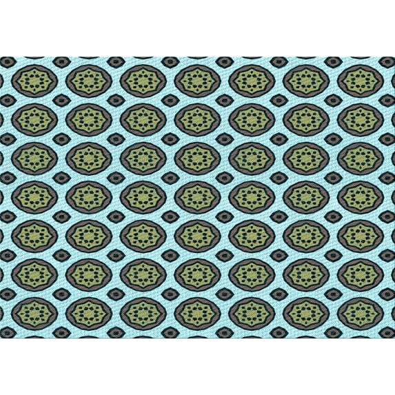 Ahgly Company Machine Washable Indoor Rectangle Transitional Tiffany Blue Area Rugs, 8' x 10'