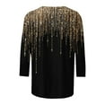 thumbnail image 4 of Women Causal T-shirt Sparkle Sequin Printed 3/4 Sleeve Crewneck Pullover Dressy Glitter Loose Tunic Tee, 4 of 4
