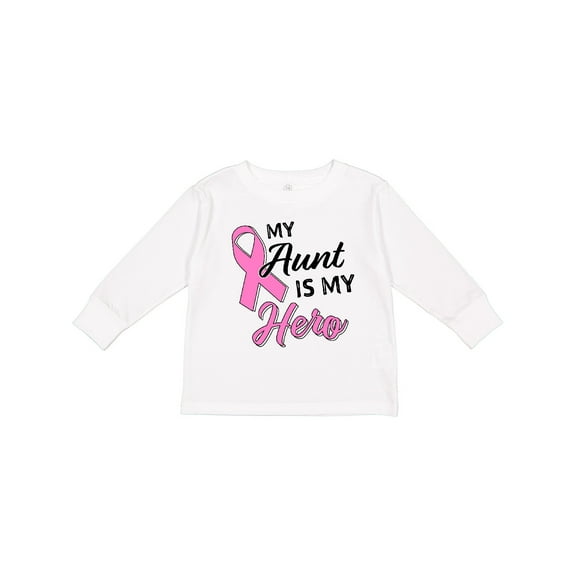 Inktastic My Aunt is my Hero- Breast Cancer Awareness Boys or Girls Long Sleeve Toddler T-Shirt