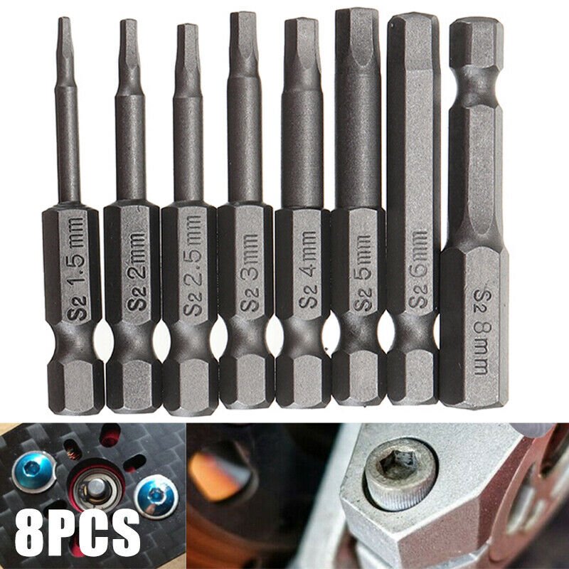 US 8Pcs Hex Key Allen Bit Quick Change Connect Impact Driver