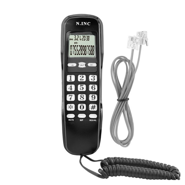 Noref Wired Telephone, Mini Wall Telephone Home Office Hotel Incoming Caller ID LCD Display Landline Phone, Home Telephone