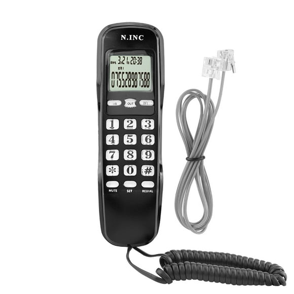 Noref Wired Telephone, Mini Wall Telephone Home Office Hotel Incoming Caller ID LCD Display Landline Phone, Home Telephone