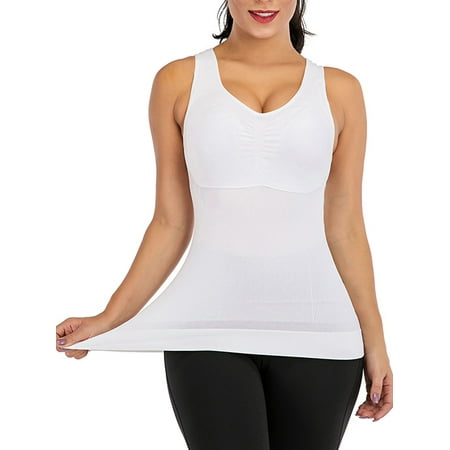 

Women s Compression Vest with Built in Removable Bra Pads Body Shaper Tank Female Tops