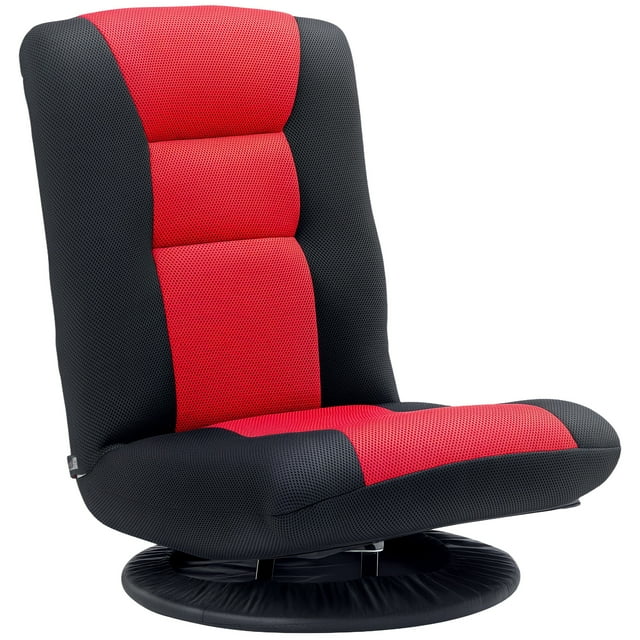 HOMCOM Chaise de Sol Pliante Réglable Pivotante pour Gaming et Lecture, Rouge