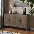 thumbnail image 3 of Gzxs Vintage Sideboard, Accent Storage Side Cabinet with 4 Decorated Doors, Dining Room Freestanding Kitchen Buffet Cupboard, Retro Old Style (Antique Brown), 3 of 9