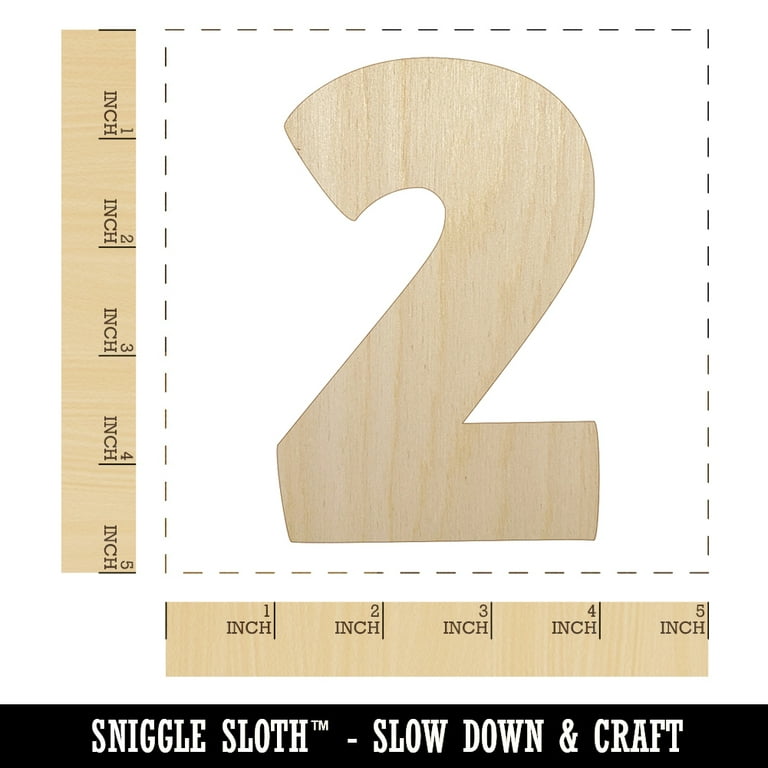 Number 2 Two Fun Bold Font Wood Shape Unfinished Piece Cutout