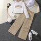 thumbnail image 2 of Odeerbi 8-13 Años Conjunto de Algodón Para Niñas Camiseta de Manga Larga Pantalones Cargo de Pata Ancha Conjunto de Dos Piezas, 2 of 9