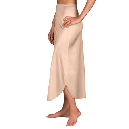 

Women s Shadowline 2116 Nylon Essentials Double Slit 1/2 Slip (Nude 2X)