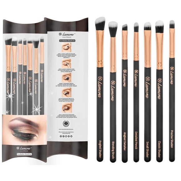 Juego de brochas de maquillaje para ojos, 7 brochas sintéticas suaves para mezclar sombra de ojos, para mezclar sombra de ojos, delineador de ojos, pliegues de cejas, larga duración, aplicar un mejor