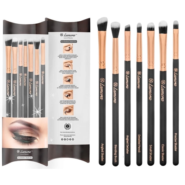 Juego de brochas de maquillaje para ojos, 7 brochas sintéticas suaves para mezclar sombra de ojos, para mezclar sombra de ojos, delineador de ojos, pliegues de cejas, larga duración, aplicar un mejor