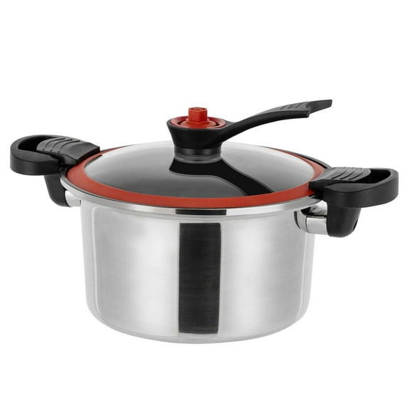 1.8L/0.48gal Micro Pressure Cooker Non-Stick Pot Stainless Steel Pressure Cooker Silver 13.19*7.68in for Home Kitchens, Restaurants, Dormitories