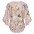 thumbnail image 6 of Pretty Pastel Flower Meadow Blooms Women's V-Neck Blouse With 3/4 Ruffled Bell Sleeves Casual Top Ladies Blouses, 6 of 7