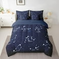 thumbnail image 2 of Homewish Navy Mystic Astrology Twin Bedding Sets 7-Piece, Dreamy Starry Sky Bedding Comforter Set, Glitter Stars Print Reversible Sheet Sets, Super Cozy Room Decor, 2 of 7