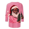 thumbnail image 5 of Jjayotai Women's 3/4 Sleeve Shirt Clearance, Crew Neck 3D Graphic Shirt, Trendy Blouse Christmas African Santa Tops, Xmas Holiday T-Shirt Multicolor XXXXXL, 5 of 5