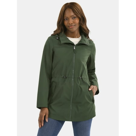 Time and Tru Women's and Women’s Plus Anorak Jacket with Hood, Lightweight, Sizes XS-2X