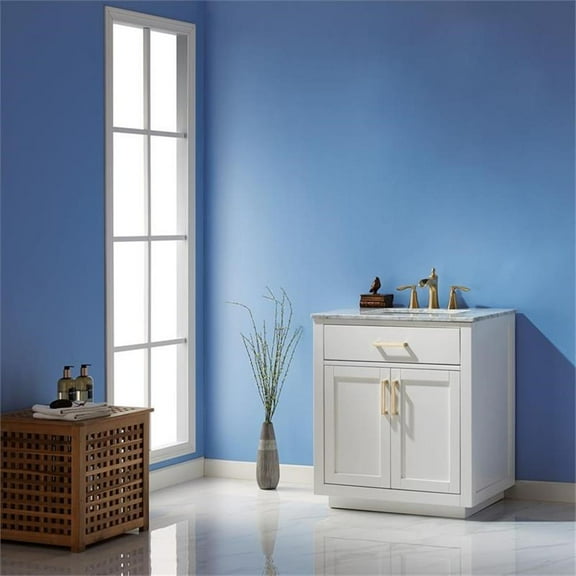 Ivy 30" Marble Countertop Single Vanity w/o Mirror White
