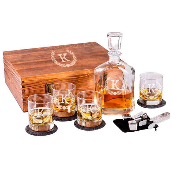 Juego de decantador para whisky Froolu de 26 oz con vasos grabados personalizados