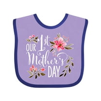 Inktastic Our First Mother's Day- Pink Flowers Boys or Girls Baby Bib