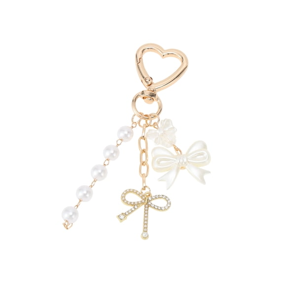 Vocoste 1 Pc Handbag Charm Keychain Heart Bow Bag Accessories Gold Tone