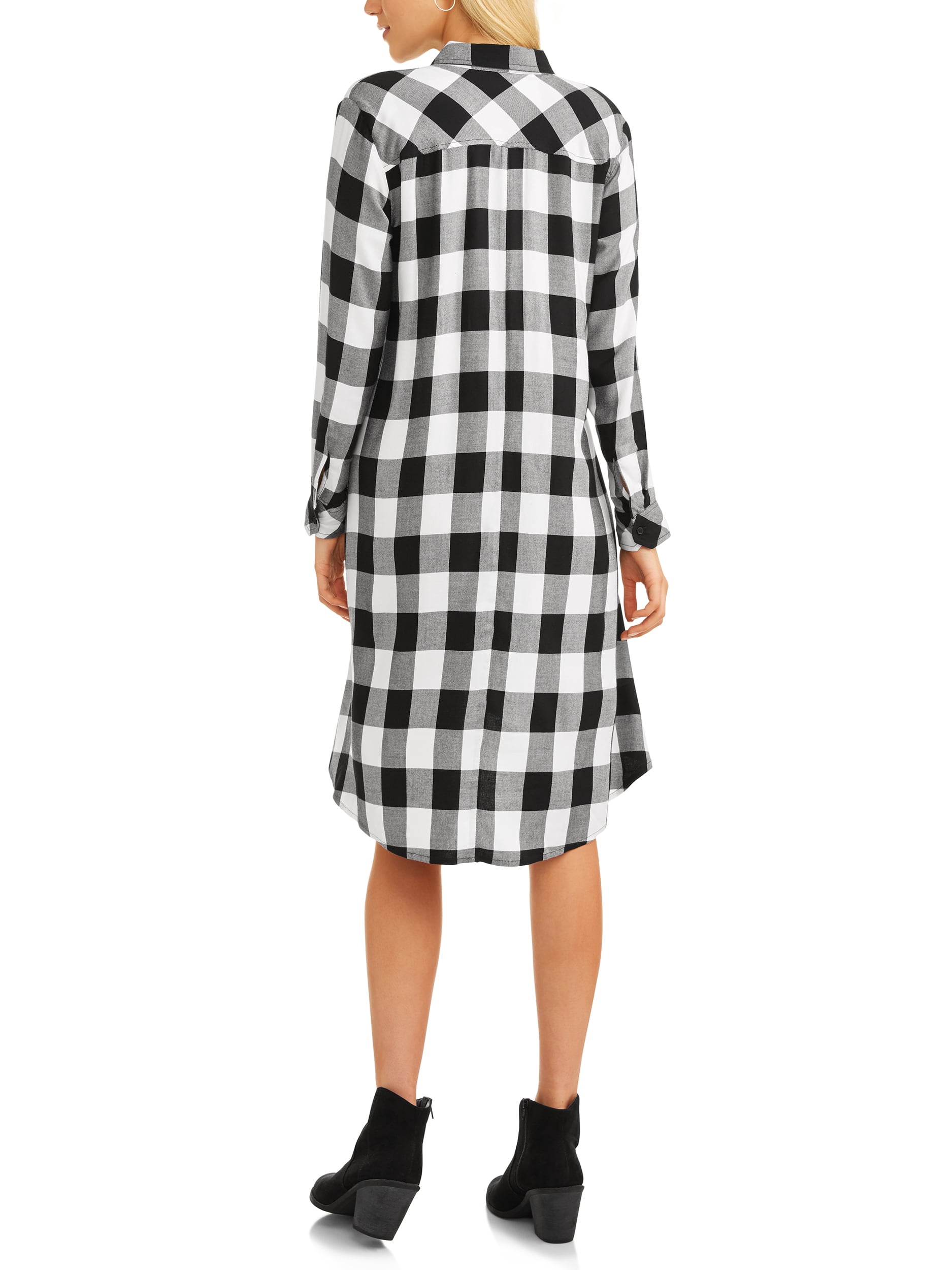 checkerboard shirt dress