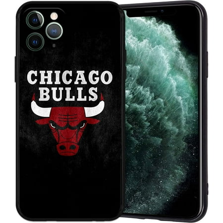Phone Case for iPhone 11 Pro Max, Ultra-Thin Printed Acrylic Rear Panel Shockproof, with Soft TPU Bumper Military Cover for iPhone 11 Pro Max Only 6.5 inches (Bulls-Black)