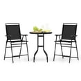 thumbnail image 2 of Costway 3 PCS Outdoor Bar Stool Set with DPC Tabletop Umbrella Hole & Footrest 2 Chairs, 2 of 10