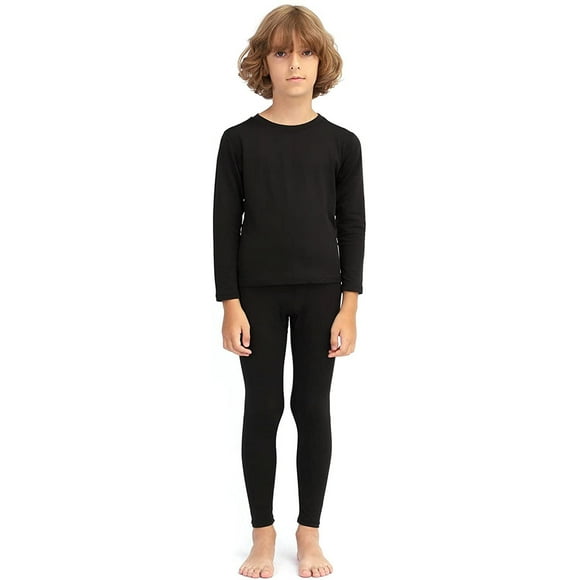 Kids Ultra Soft Fleece Lined Thermal Underwear Boys Long Johns Top Bottom Set 2pcs
