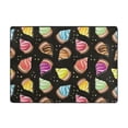 thumbnail image 7 of Area Rugs For Living Room Decor - Colourful Ice Cream Print Black Soft Anti Slip Throw Washable Rugs 5x7 For Bedroom, Indoor Carpet For Bedroom Living Room 80x58In, 7 of 7