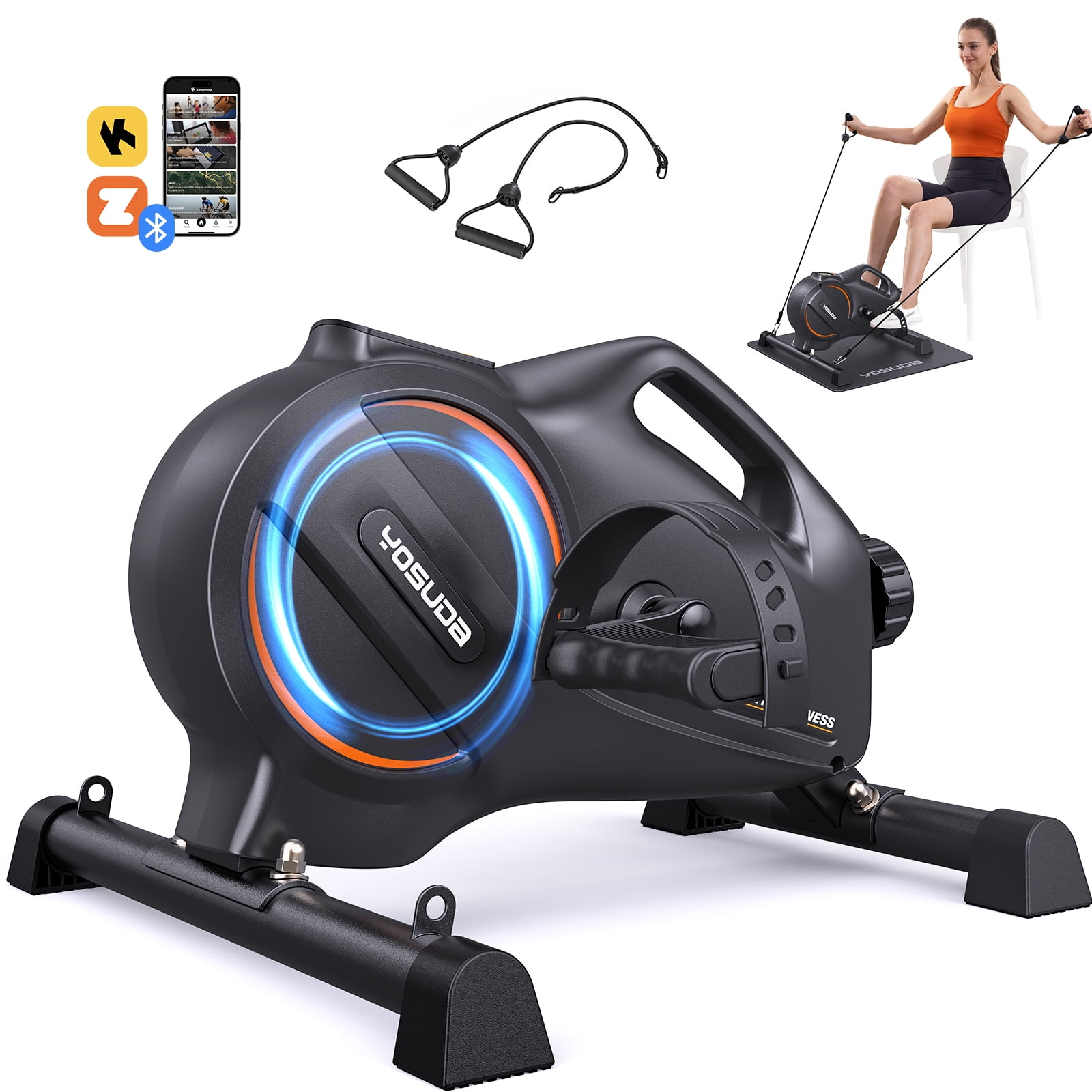 YOSUDA Under Desk Bike Pedal Exerciser,Magnetic Mini Exercise Bike with App Connectivity