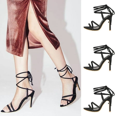 

Yoslce Sandals For Women Women S Shoes Slippers Casual Lace-Up Sparkling Diamond Womens