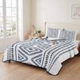 thumbnail image 2 of Full Quilt Set 78''x90'', Navy Blue Boho Lightweight Bedspread Coverlet Set with 2 Pillow Shams, Vintage Southwestern Geometric Stripes Breathable All Season Quilt Bedding for Bedroom/Guest Room, 2 of 9