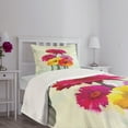 thumbnail image 3 of Ambesonne Gerber Daisy Quilted Bedspread Set 2 Pcs, Oil Painting Flowers, Twin Size, Multicolor, 3 of 5