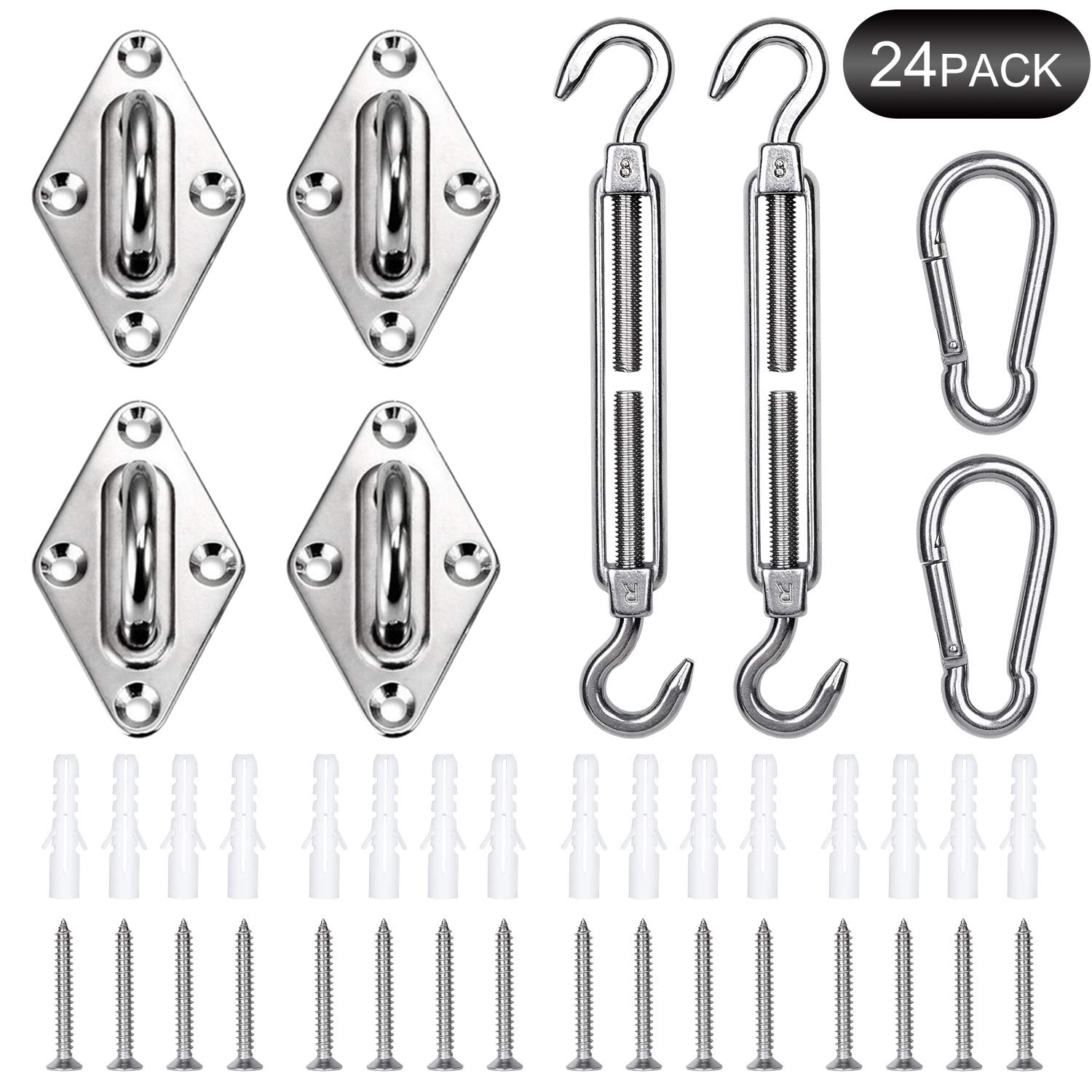 Shade Sail Accessories with Screws Sail Fixing Kit for Rectangle and Square Sun Shade Sails Cosy-TT 6 Inch Heavy Duty Sun Shade Sail Hardware Kit
