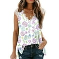 thumbnail image 2 of Blusa de encaje sin mangas con cuello en V para mujer de moda Camiseta con estampado floral Tops sueltos Pompotops  hkajfhjk463808, 2 of 5