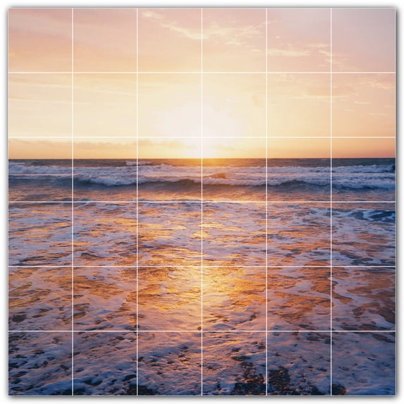 Picture-Tiles.com: Sunset Ceramic Tile Wall Mural WAL500985-66XL. 72"W x 72"H using (36) 12" x 12" Ceramic Tiles-Satin Finish