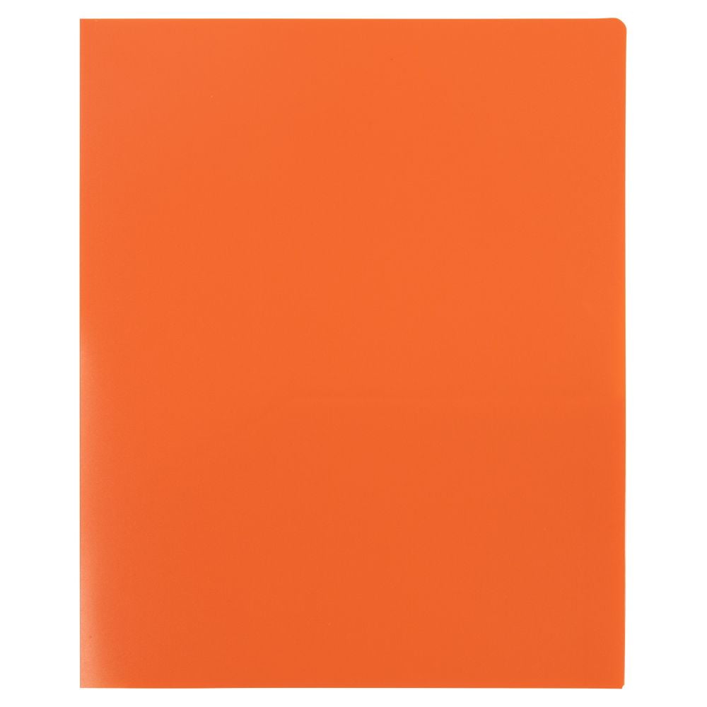 JAM Paper Heavy Duty Plastic Two Pocket Presentation Folders, Orange, 108/pack