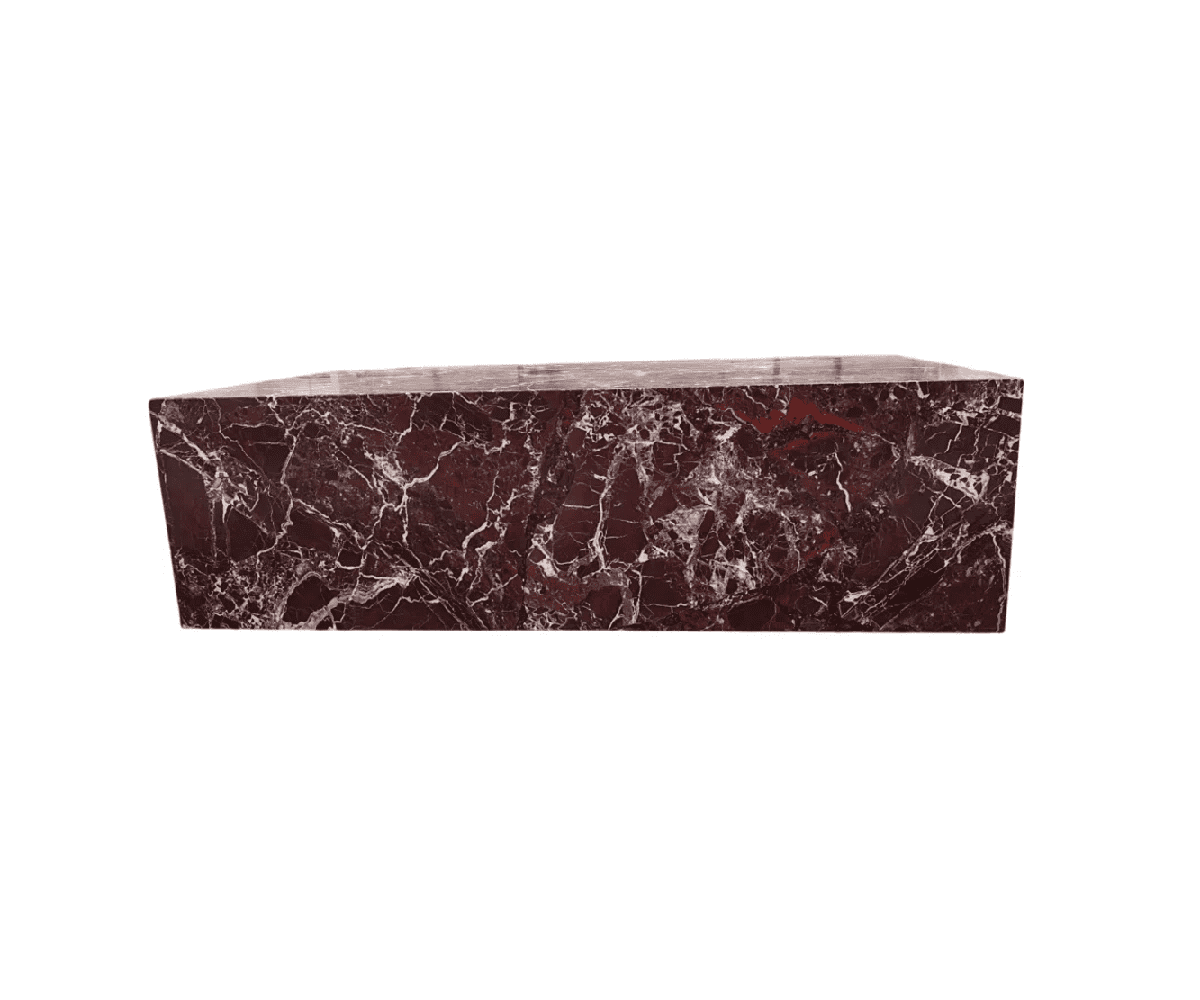 Genuine Marble Block Coffee Table - Rosso Levanto Marble