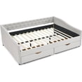 thumbnail image 4 of Queen Size Upholstered Daybed with Two Drawers,Button Tufted Sofa Bed with Nailhead Trim for Small Space,Bedroom,Livingroom,Guest Room,No Spring Box Need, 4 of 7