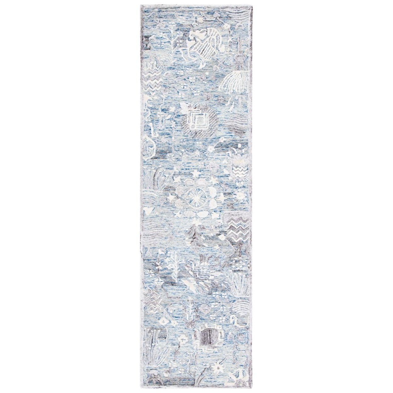 SAFAVIEH Glamour Quinten Floral Area Rug, Light Blue/Ivory, 4' x 6'