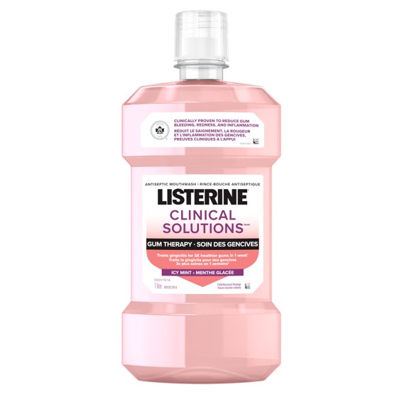 Listerine Clinical Solutions Gum Therapy Antiseptic Mouthwash Treats Gingivitis, Reduces Gum Bleeding & Inflammation, CDA Validated, Icy Mint Flavour, 1L (Pack of 1)