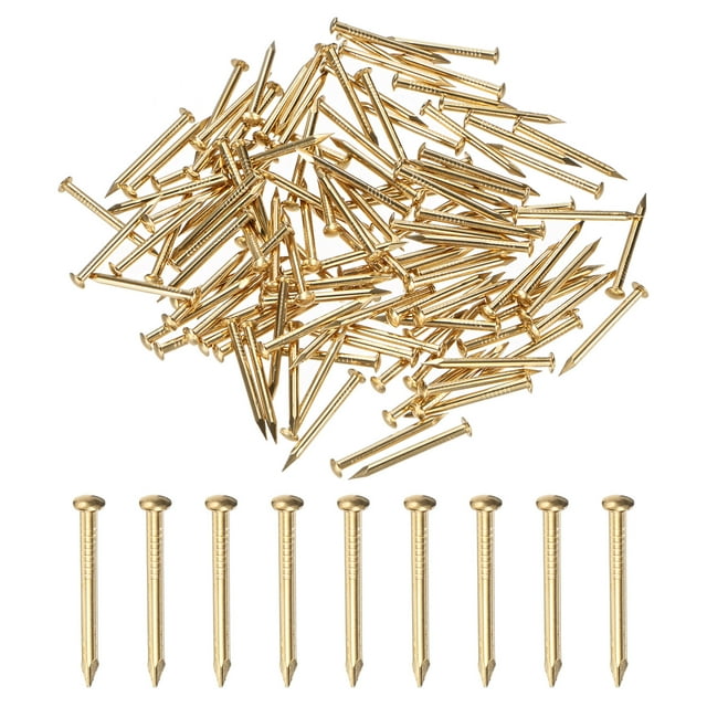 Uxcell 100-Pack Clavos Pequeños, 2mm x 25mm Clavos de Latón Hardware Cabeza Redonda