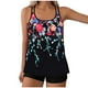 thumbnail image 2 of Trajes de baño Amzcrzy Tankini para mujer, trajes de baño, traje de baño para mujer, traje de baño conservador dividido con estampado grande, traje de baño dividido, rosa fuerte, 4XL, 2 of 6